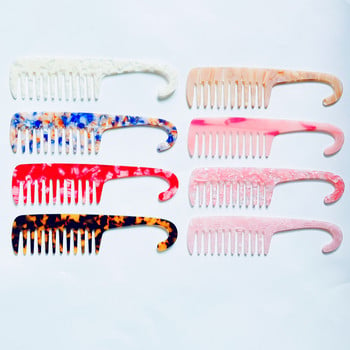 2022 Корейски модни ацетатни мраморни гребени за коса Специален дамски гребен с големи зъби с широки зъби Домашен фризьорски гребен Дълга дръжка с кука