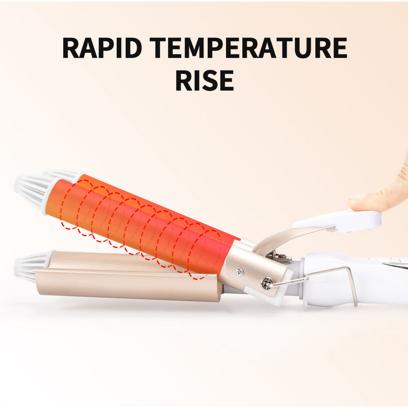 Profesionālie lokšķēres keramikas trīskāršu mucu matu veidotāji matu elektriskie ruļļi Elektriskie gludekļi matu lokošanas viļņi veidošanas rīki