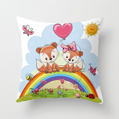 Crtani lisica Životinja Auto Jastučnica Poliesterske navlake za jastuke za dnevnu sobu Bacita jastučnica 45*45 Ukrasna jastučnica za kauč