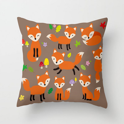 Crtani lisica Životinja Auto Jastučnica Poliesterske navlake za jastuke za dnevnu sobu Bacita jastučnica 45*45 Ukrasna jastučnica za kauč