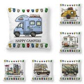 Happy Camper párnahuzat Bagoly Camper dobás párnahuzat huzat dekoratív párnahuzatok 45*45cm autós párnahuzat hoofdkussen almohada