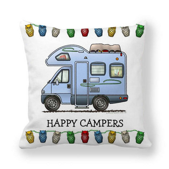 Happy Camper Калъфка за възглавница Owl Camper Throw Калъфка за възглавница Декоративни калъфки за възглавници 45*45CM Калъфка за кола hoofdkussen almohada