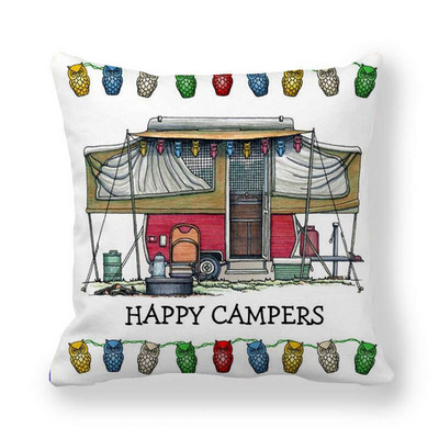 Happy Camper párnahuzat Bagoly Camper dobás párnahuzat huzat dekoratív párnahuzatok 45*45cm autós párnahuzat hoofdkussen almohada