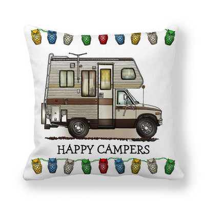 Happy Camper párnahuzat Bagoly Camper dobás párnahuzat huzat dekoratív párnahuzatok 45*45cm autós párnahuzat hoofdkussen almohada