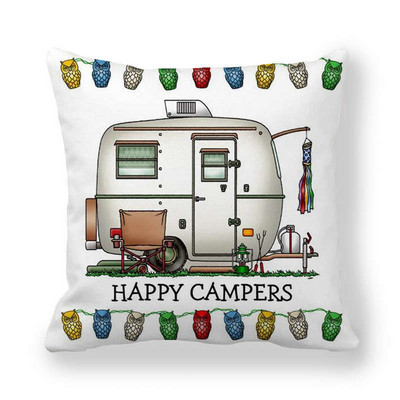 Happy Camper párnahuzat Bagoly Camper dobás párnahuzat huzat dekoratív párnahuzatok 45*45cm autós párnahuzat hoofdkussen almohada