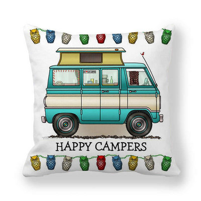 Happy Camper párnahuzat Bagoly Camper dobás párnahuzat huzat dekoratív párnahuzatok 45*45cm autós párnahuzat hoofdkussen almohada