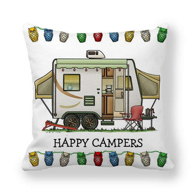 Happy Camper párnahuzat Bagoly Camper dobás párnahuzat huzat dekoratív párnahuzatok 45*45cm autós párnahuzat hoofdkussen almohada