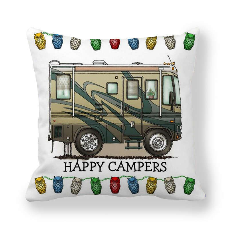 Happy Camper párnahuzat Bagoly Camper dobás párnahuzat huzat dekoratív párnahuzatok 45*45cm autós párnahuzat hoofdkussen almohada