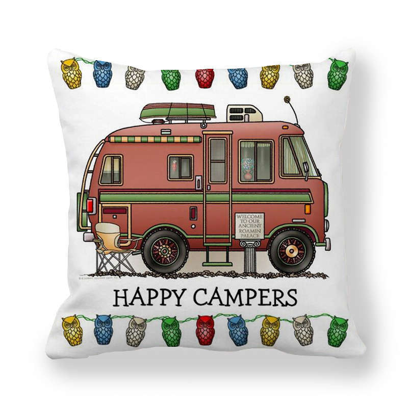 Happy Camper párnahuzat Bagoly Camper dobás párnahuzat huzat dekoratív párnahuzatok 45*45cm autós párnahuzat hoofdkussen almohada