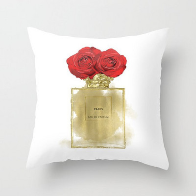 Uued käsitsi maalitud lilled parfüümipudelid padjakate polüester puuvill 45x45cm padjapüür Kodu dekoratiivsed padjakatted