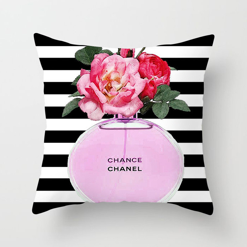 Uued käsitsi maalitud lilled parfüümipudelid padjakate polüester puuvill 45x45cm padjapüür Kodu dekoratiivsed padjakatted