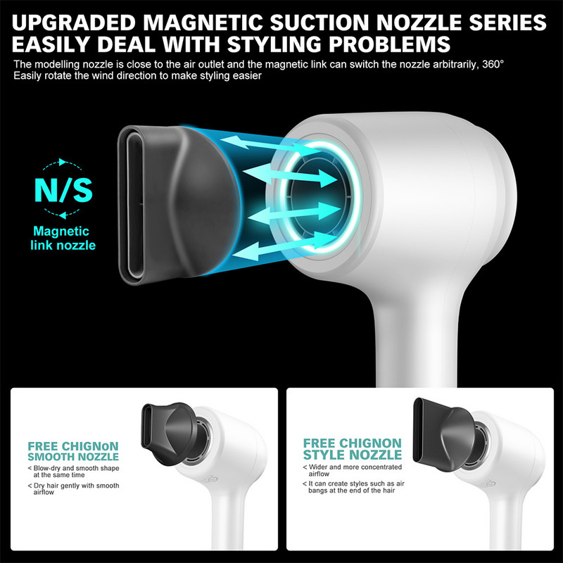 Profesionāls matu žāvētājs Negative Lonic Spēcīgs vējš Karsts Auksts Ātri žūstošs Pārnēsājams Mājsaimniecības No Leaf Barber Fēna veidošanas rīks