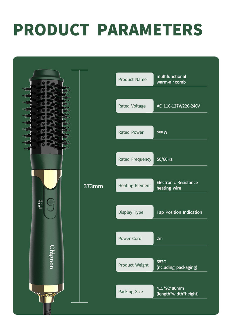 Matu žāvētājs Volumize One Step matu iztaisnošanas birste Daudzfunkcionālas negatīvas žāvētāja sukas Negative garās otas JAUNUMS