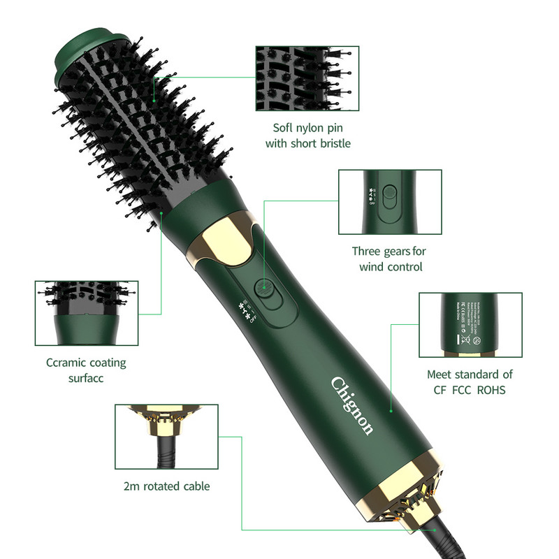 Matu žāvētājs Volumize One Step matu iztaisnošanas birste Daudzfunkcionālas negatīvas žāvētāja sukas Negative garās otas JAUNUMS