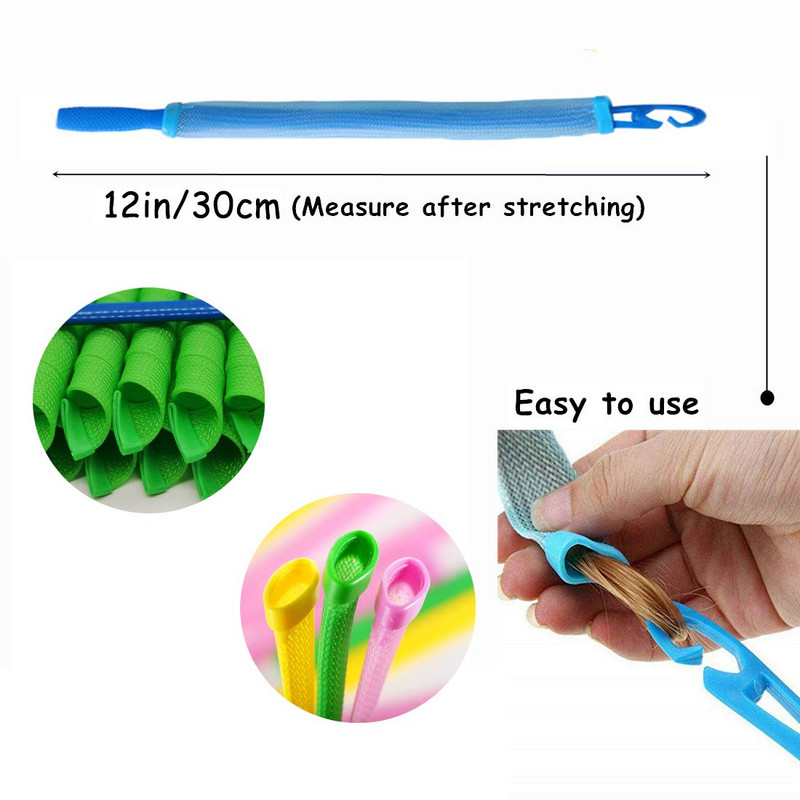 30 cm 10 kom. Spiralni uvijači za kosu bez zagrijavanja Čarobne cijevi za uvijanje kose Lazy Rollers Beauty Loop Za meko oblikovanje valova