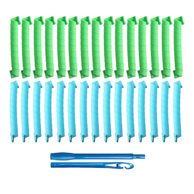 45cm30Pcs Σπιράλ μπουκλάκια για γυναίκες Μαγικές μπούκλες με ρολό χωρίς θερμότητα Flexi Rods Lazy πλαστικά αξεσουάρ για σγουρά μαλλιά