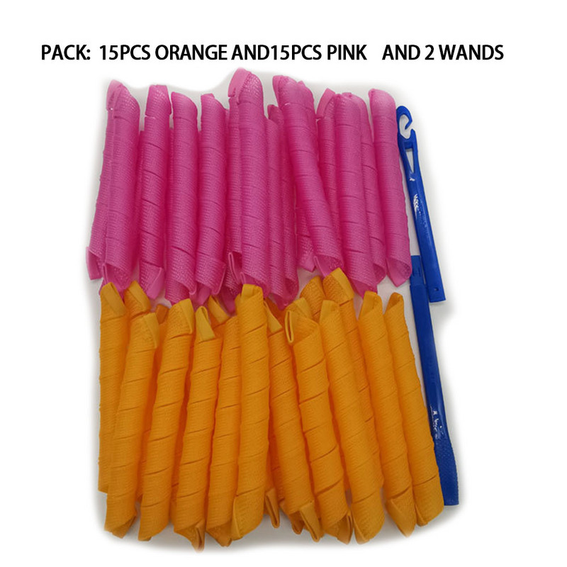 45cm30Pcs Σπιράλ μπουκλάκια για γυναίκες Μαγικές μπούκλες με ρολό χωρίς θερμότητα Flexi Rods Lazy πλαστικά αξεσουάρ για σγουρά μαλλιά