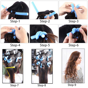 10 τεμ./σετ Μαλακός κύλινδρος αφρού Bendy Twist Μπουκέτο μπουκάλια Diy Hair Design Maker Εργαλεία κυλίνδρων για μπούκλες Foam Roller Curles Hair Tools