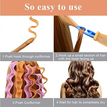 12 τμχ Magic Hair Curlers Rollers Wave Curls Kit Styling, Heatless Hair Curler for Women\'s Girl, No Heat Curlers for Long Hair