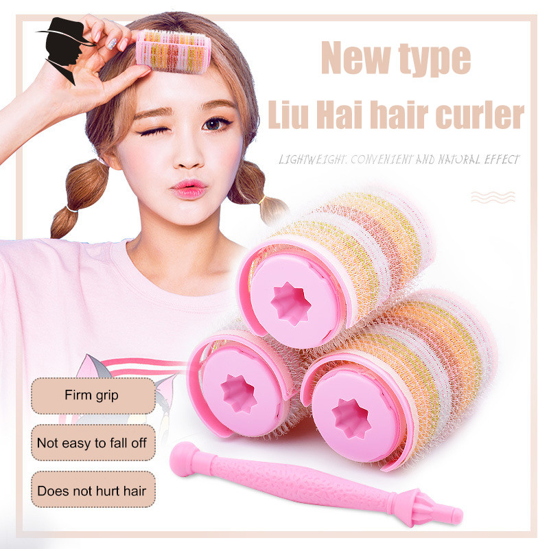 3kom Valjci za kosu Uvijač DIY Bang Frizura Alati za oblikovanje s radnim štapom za modeliranje Snažno učvršćivanje Prianjajući salon Air Fringe