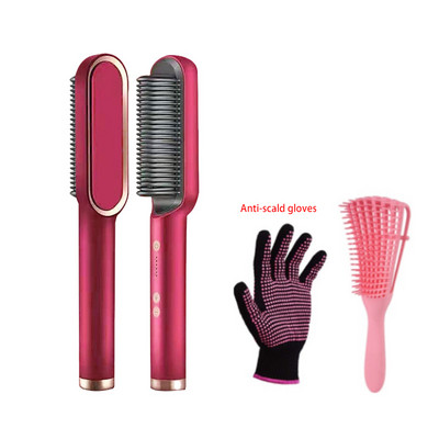 Matu taisnotāju komplekts Ķemmes mati cirtaini atšķetināšanas birste Profesionāla daudzfunkcionāla 2 vienā ātri uzsildāmi pretpiedeguma veidošanas rīki