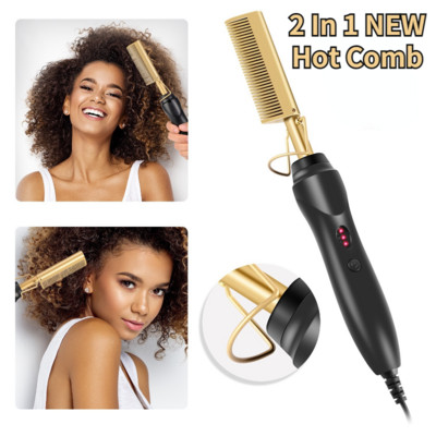 2 in 1 Hot Comb Hair Straightener Flat Irons Straightening Brush Heating Comb Hair Straight Styler Hair Curler peigne chauffant