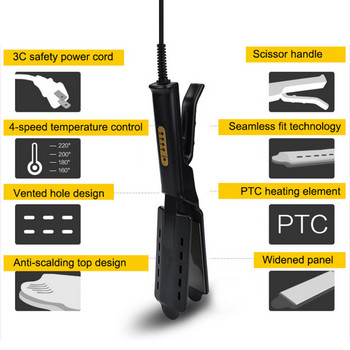 Преса за коса Регулиране на температурата с четири предавки Керамична турмалинова йонна ютия Разширен панел Професионален инструмент за оформяне