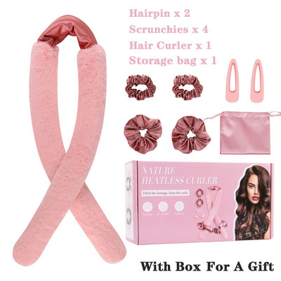 Šipka za uvijanje bez zagrijavanja Traka za glavu Uvijač za kosu Rezaljke Štipaljke za kosu Mekano zečje krzno i 100% svileni materijal Bez topline Spavanje preko noći