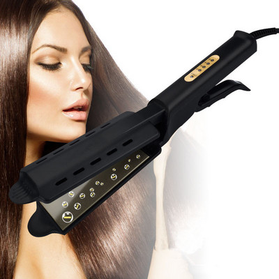Преса за коса Регулиране на температурата с четири предавки Керамична турмалинова йонна преса за коса с плоско желязо За жени Разширен панел