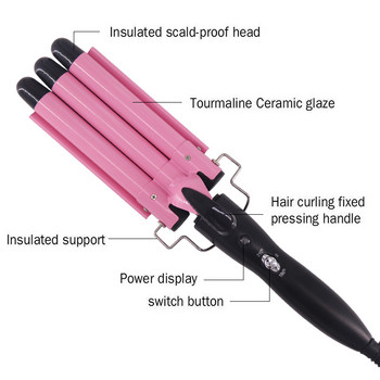 Επαγγελματικό σίδερο για μπούκλες 25mm Κεραμικό τριπλό σίδερο για μπούκλες σίδερα μαλλιών Hair Waver Waver Εργαλεία styling Ραβδί μαλλιών