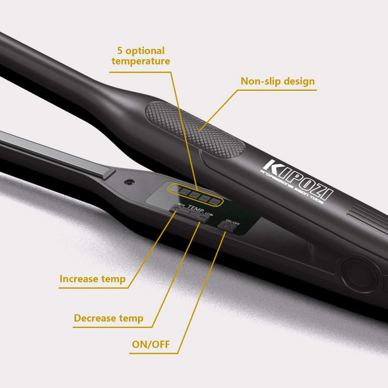 KIPOZI juuksesirgendaja väike triikraud lühikestele juustele ja Pixie Cut kahepingelise habemega õhuke pliiats, triikraud, titaan Travel