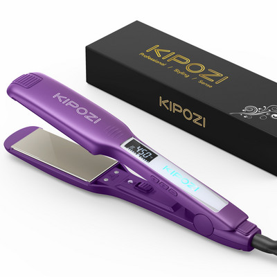 KIPOZI pegla za kosu 139 Titanium Flat Iron ploča široka 1,75 inča s LCD zaslonom, podesivom temperaturom i dvostrukim naponom