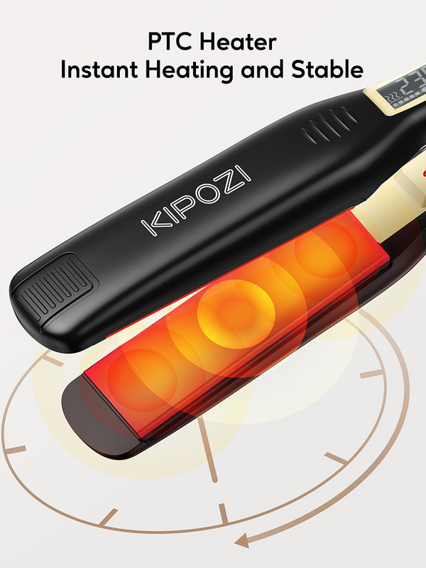KIPOZI pegla za kosu 139 Titanium Flat Iron ploča široka 1,75 inča s LCD zaslonom, podesivom temperaturom i dvostrukim naponom