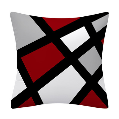 45x45 cm piros sorozatú geometrikus párnahuzat absztrakt pachwork vonal négyzet alakú párnahuzat kanapé autó derékpárna párnacipő otthoni dekoráció