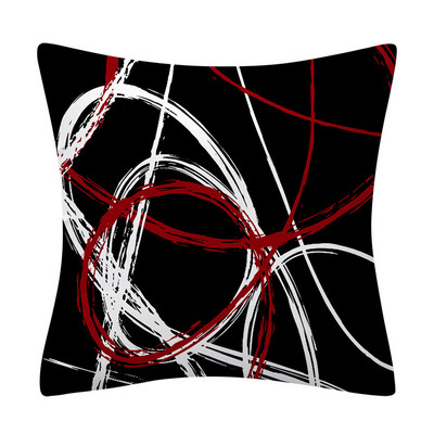 45x45 cm piros sorozatú geometrikus párnahuzat absztrakt pachwork vonal négyzet alakú párnahuzat kanapé autó derékpárna párnacipő otthoni dekoráció