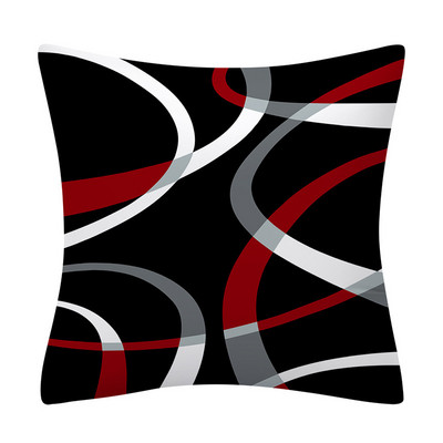 45x45 cm piros sorozatú geometrikus párnahuzat absztrakt pachwork vonal négyzet alakú párnahuzat kanapé autó derékpárna párnacipő otthoni dekoráció