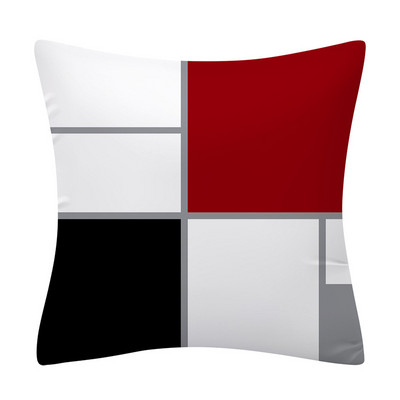 45x45 cm piros sorozatú geometrikus párnahuzat absztrakt pachwork vonal négyzet alakú párnahuzat kanapé autó derékpárna párnacipő otthoni dekoráció