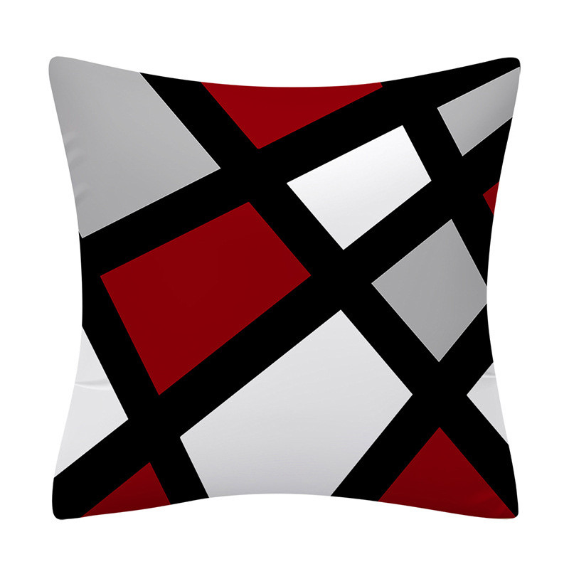 45x45 cm piros sorozatú geometrikus párnahuzat absztrakt pachwork vonal négyzet alakú párnahuzat kanapé autó derékpárna párnacipő otthoni dekoráció