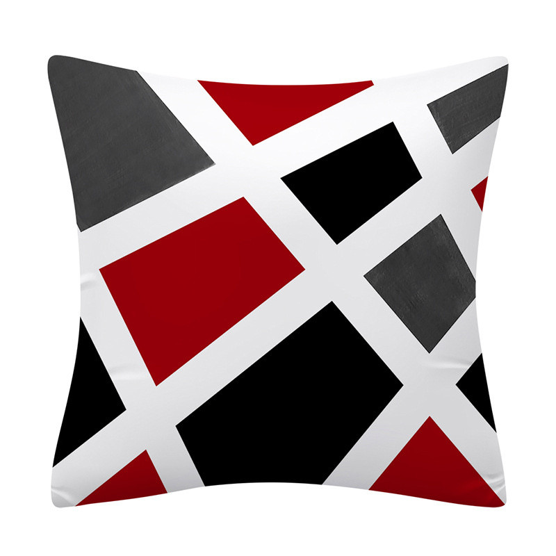 45x45 cm piros sorozatú geometrikus párnahuzat absztrakt pachwork vonal négyzet alakú párnahuzat kanapé autó derékpárna párnacipő otthoni dekoráció