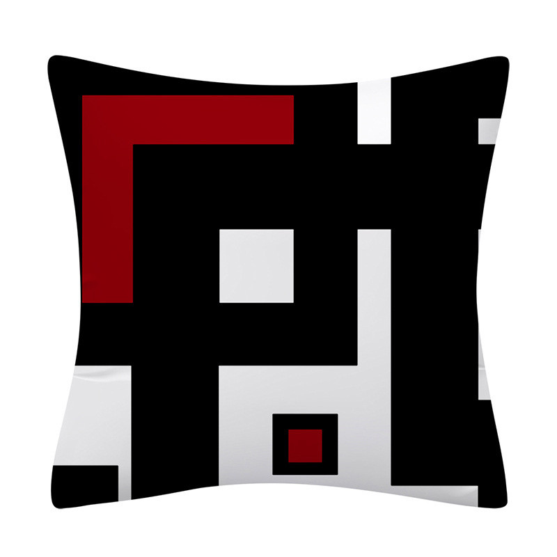 45x45 cm piros sorozatú geometrikus párnahuzat absztrakt pachwork vonal négyzet alakú párnahuzat kanapé autó derékpárna párnacipő otthoni dekoráció