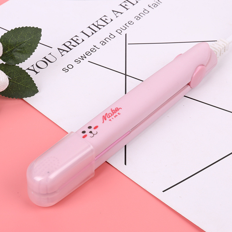 Mini ravnalo za kosu Šipka za kovrčanje Ravna rola 2 u 1 udlaga za trajnu Mini crtani prijenosni električni uvijač za kosu