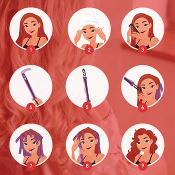 Ролки за коса Меки маши за коса за жени вълни без топлина Спираловидни кръгли къдрици 6 различни размера 18 бр./компл.