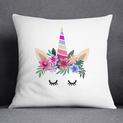 Kućni dekor, crtani ružičasti jednorog s printom, poliesterska jastučnica, poklon jastuk, spavaća soba, kauč, jastučnica, jastučnica 45x45 cm