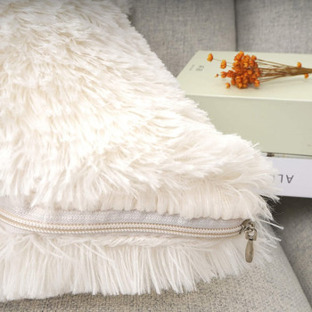 Διακοσμητικό κάλυμμα μαξιλαριού καναπέ Μασίφ μαλακό κάλυμμα μαξιλαριού Μαξιλαροθήκη σπιτιού Λευκό ροζ Γκρι Shaggy κάλυμμα μαξιλαριού γούνας 43x43cm
