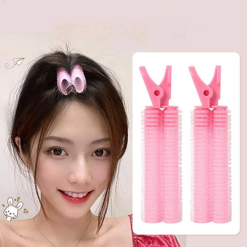 2 gab Bangs Matu saknes pūkaini matu sprādzes slinki matu sprādzes Matu top Veidošana Kērlinga muca Pārnēsājami korejiešu matu sprādzes matu ruļļi