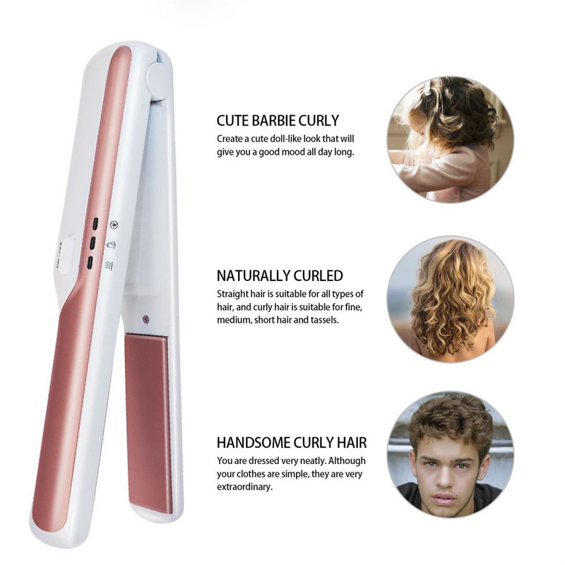 Uvijač za kosu Mini ravnalo za kosu Keramičko USB bežično ravnanje Alati za oblikovanje Uvijač za kosu Twisted Flat Curly Salon Alat