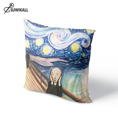 Van Gogh olajfestmény nyomtatási kollekció dekoratív minta otthoni párnahuzat négyzet alakú irodai dekor párnahuzat