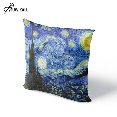 Van Gogh olajfestmény nyomtatási kollekció dekoratív minta otthoni párnahuzat négyzet alakú irodai dekor párnahuzat
