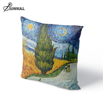 Van Gogh olajfestmény nyomtatási kollekció dekoratív minta otthoni párnahuzat négyzet alakú irodai dekor párnahuzat