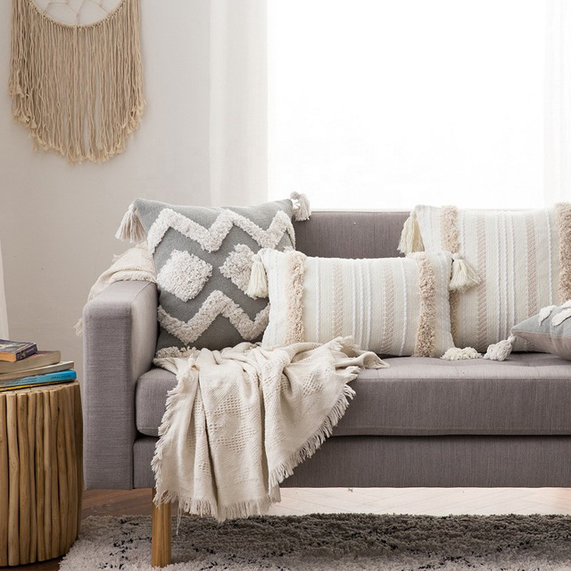 Boho Tufted párnahuzat 45X45/30X50cm Dekoráció Maison Morocco Nordic Style pamut párnahuzat szék kanapéhoz Ingyenes szállítás